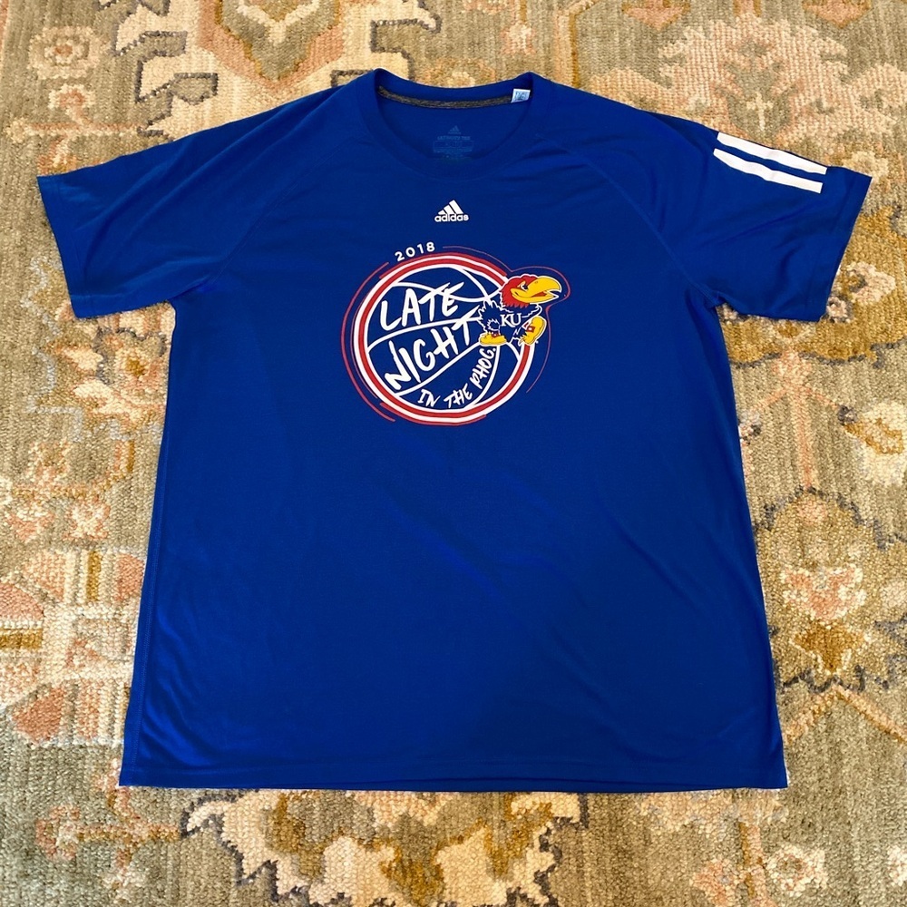 Kansas Jayhawks Adidas 2018 Late Night Short Sleeve size‎ XL color Blue